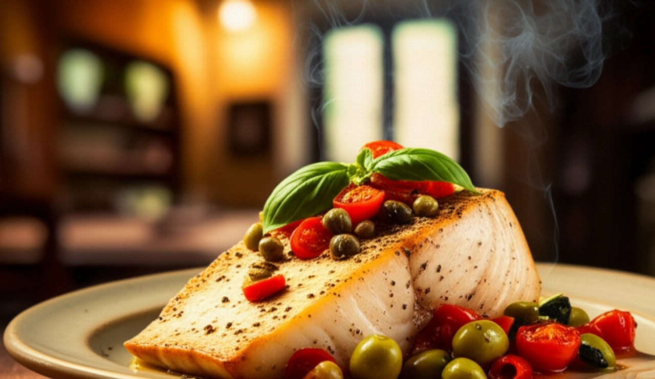 Pesce Spada alla Siciliana: con Pomodorini, Olive e Capperi